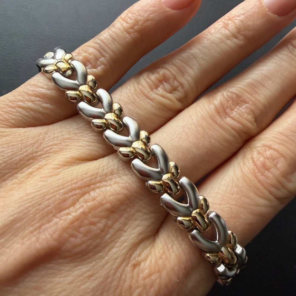 Sharp Two Tone Link Bracelet - Picture 5 of 10